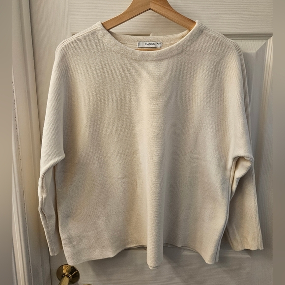 Mango Tops - Mango Womens Small Oversized Cream Chunky Sweater